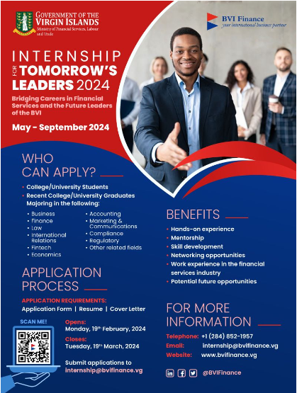 TOMORROW LEADERS INTERNSHIP PROGRAMME UNVEILED FOR ASPIRING STUDNETS IN BVI FINANCIAL SERVICES INDUSTRY