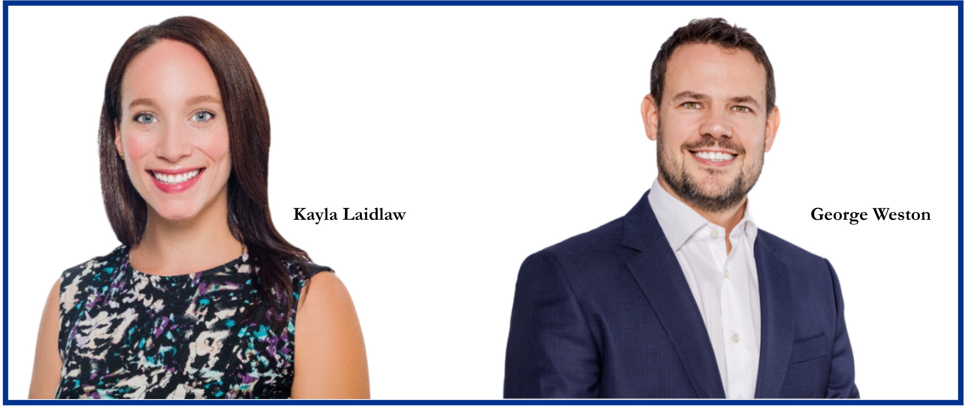 Kayla Laidlaw and George Weston to Co-Chair BVI Finance Board of Directors